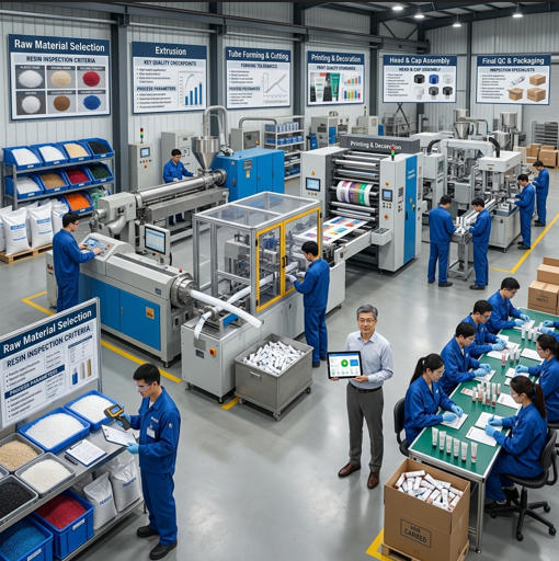 processus de fabrication dans une usine de tubes